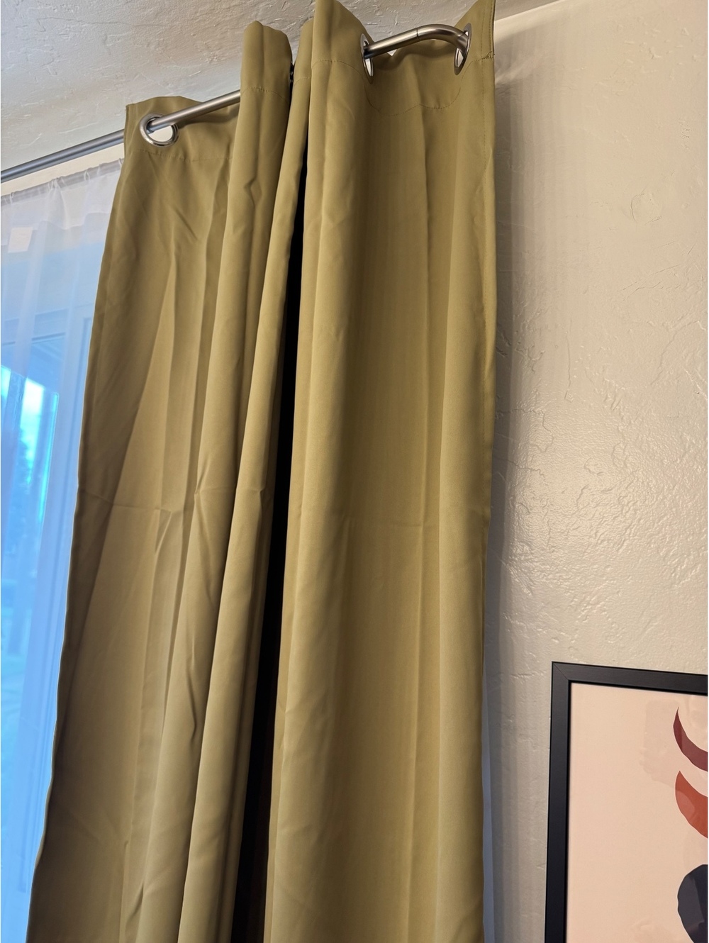 IKEA HILLEBORG Olive Green Grommet Curtains 57x98 Set of 4 Panels